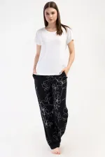 Mısırlı Kadın Viskon Kısa Kollu Pijama Takımı Beyaz