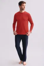 Ensemble pyjama à manches longues pour homme, en mélange modal et coton égyptien, rouge