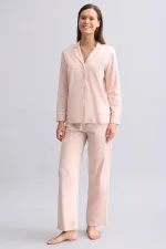Mısırlı Kadın %100 Pamuk Pijama Takımı Açık Pembe