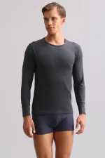 BAMBU HERCULES Slim Fit Bisiklet Yaka Uzun Kollu Erkek  Fanila Antrasit