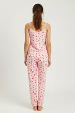 Pamuklu Askılı Tişört Şort Takım Pembe