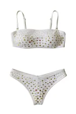 Egyptian Studded Strapless Bikini Set, Ecru