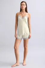 Mısırlı Women's Bamboo Shorts Set, Ecru