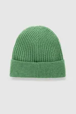 Ensemble écharpe et bonnet unisexe en laine égyptienne - Vert Roseluis