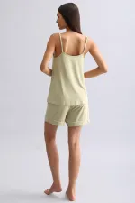 Haut de pyjama à fines bretelles en modal pour femme, vert sauge