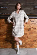 Women's Cotton Plaid Shirt Dress Pink