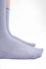 Mısırlı Kadın Bambu Simli Soket Çorap Lila