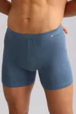 Mısırlı ORGANIC Cotton ZEUS LUXURY Regular Fit Metal Emblem Long Boxer Shorts Navy Blue