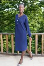 Mısırlı Kadın Kaşkorse Elbise İndigo