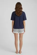 Egyptian Women's Printed Shorts Set Navy Blue Egyptian Women's Printed Shorts Set Navy Blue