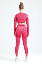 Mısırlı Kadın Kalça Toparlayıcı Çemberli Crop-Tayt Takım Kırmızı