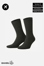Egyptian Unisex Bamboo Flight and Pilot Socks with Special Tightening Technology, Dark Khaki