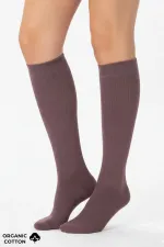 Chaussettes hautes unisexes en coton biologique égyptien pour aviateur et pilote, couleur lavande, avec technologie de serrage spéciale
