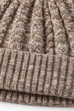 Mısırlı Kadın Yün Alacalı Saç Örgü Bere - Zeo Ekru