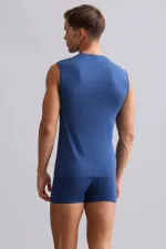 Mısırlı Modal By TENCEL HERCULES Slim Fit V Yaka Sporcu Atlet / T-Shirt Gece Mavisi