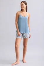 Mısırlı Kadın Viskon Dokuma Şort Mavi