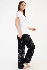 Mısırlı Kadın Viskon Kısa Kollu Pijama Takımı Beyaz