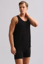 ZEUS LUXURY Regular Fit Basic Tank Top, Mısırlı ORGANIC Cotton, Black