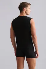 Mısırlı BAMBOO HERCULES Slim Fit V-Neck Athletic Tank Top / T-Shirt Black