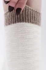 Mısırlı Kadın Koyun Yünü Tekli Soket Çorap Ekru