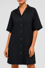 Robe tunique noire à manches courtes pour femme égyptienne