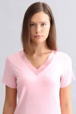 Ensemble T-shirt et short en satin rose pour femme, style égyptien