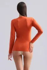 Mısırlı Modal By TENCEL BRITT Crew Neck Long Sleeve Undershirt/Sweatshirt Rust Red