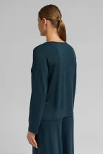 Kadın Örme Uzun Kol Tişört Antrasit