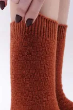 Mısırlı Kadın Koyun Yünü Tekli Soket Çorap Kiremit