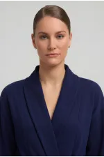 Robe courte gaufrée en coton pour femme, bleu marine, style égyptien