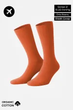 Chaussettes hautes unisexes en coton biologique égyptien, style aviateur, avec technologie de serrage spéciale, rouge rouille