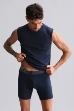 Mısırlı Modal By TENCEL HERCULES Slim Fit Bisiklet Yaka Sporcu Atlet / T-Shirt Lacivert