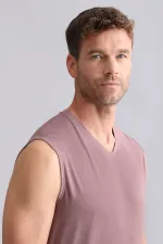 Mısırlı BAMBU ZEUS Regular Fit V Yaka Sporcu Atlet / T-Shirt Lavender