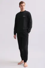 Ensemble pyjama noir à manches longues en coton pour homme, d'origine égyptienne.