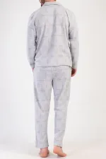 Ensemble pyjama/chemise à manches longues en interlock pour homme, gris clair, de style égyptien