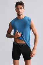 Mısırlı ORGANIC Pamuklu HERCULES Slim Fit Bisiklet Yaka Sporcu Atlet / T-Shirt Petrol