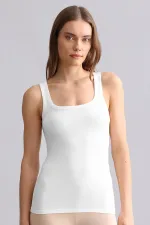 T-shirt/débardeur long à bretelles épaisses en modal égyptien TENCEL U HELEN blanc