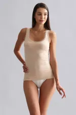Débardeur/T-shirt en dentelle à larges bretelles en modal égyptien TENCEL beige