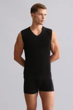Mısırlı BAMBOO HERCULES Slim Fit V-Neck Athletic Tank Top / T-Shirt Black