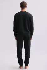 Ensemble pyjama noir à manches longues en coton pour homme, d'origine égyptienne.