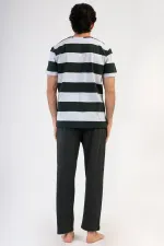 Ensemble pyjama égyptien pour homme en coton gris chiné à manches courtes