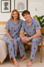 Mısırlı Erkek Pamuk Kısa Kollu Gömlek Pijama Takım Lacivert