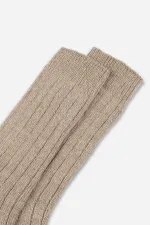 Mısırlı Men's Alpaca Wool 2 Pairs Ankle Socks Beige/Brown