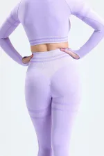 Mısırlı Kadın Kalça Toparlayıcı Çemberli Crop-Tayt Takım Lila
