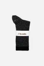 Mısırlı Kadın Bambu Simli Soket Çorap Siyah