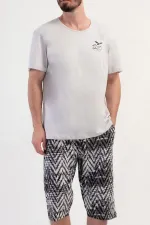 Ensemble Capri à manches courtes en coton pour homme, gris pierre, de style égyptien