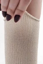 Mısırlı Kadın Bambu Simli Soket Çorap Bej