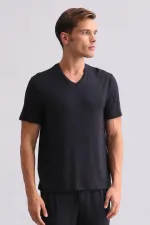 T-shirt égyptien pour homme en modal, col en V, anthracite