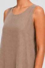 Robe sans manches en coton beige pour femme égyptienne