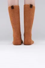 Chaussettes simples en coton éponge pour femmes égyptiennes, couleur moutarde
